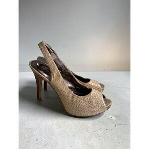 MODA Beige Leather Slingback Heels Size 8.5
